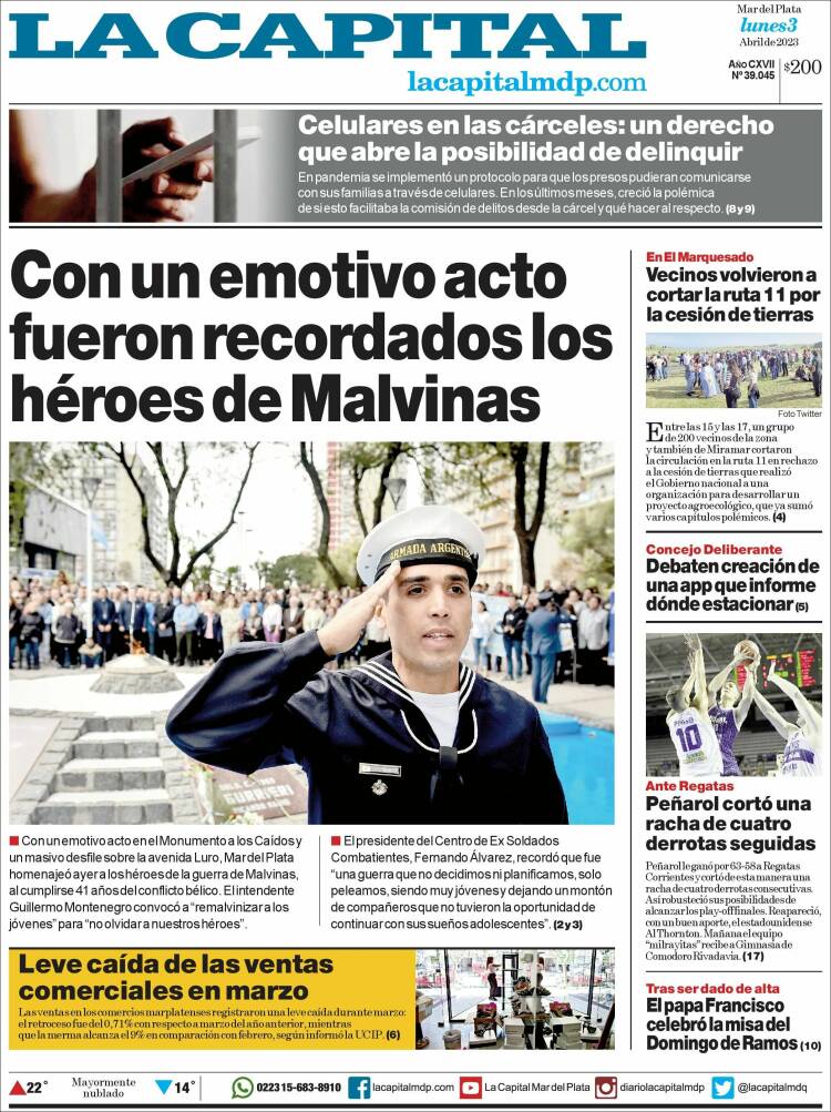 Portada de Diario La Capital - Mar del Plata (Argentina)