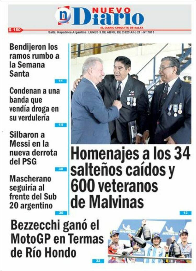 Portada de Nuevo Diario de Salta (Argentina)