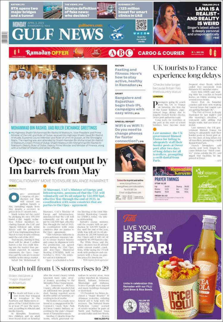 Portada de Gulf News (Asia-Pacífico)