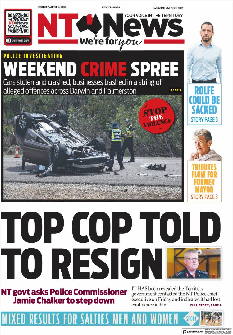 Portada de Northern Territory News (Australia)
