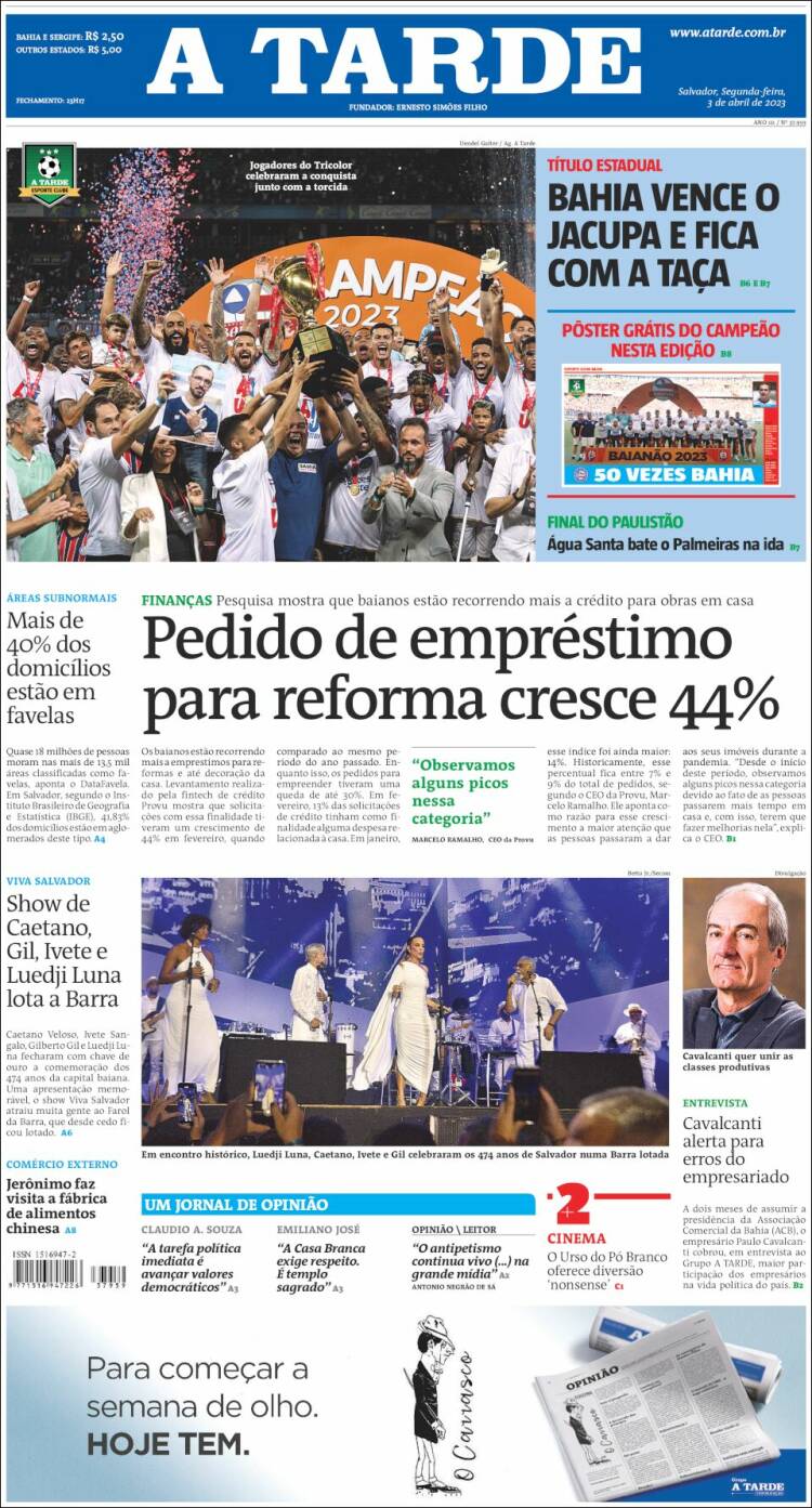 Portada de Diário A Tarde (Brasil)