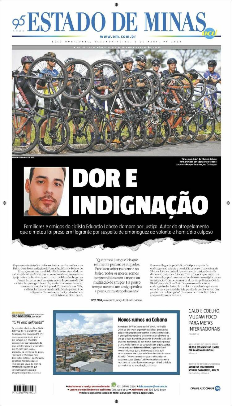 Portada de Jornal Estado de Minas (Brasil)