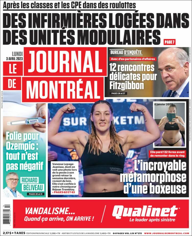 Portada de Le Journal de Montréal (Canadá)