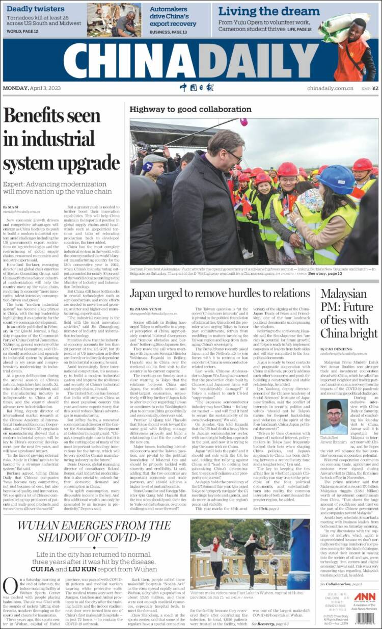Portada de China Daily (China)