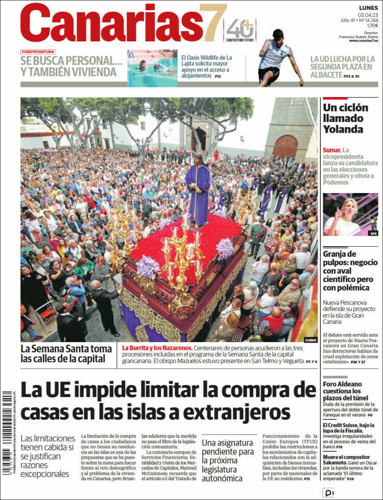 Portada de Canarias 7 (España)