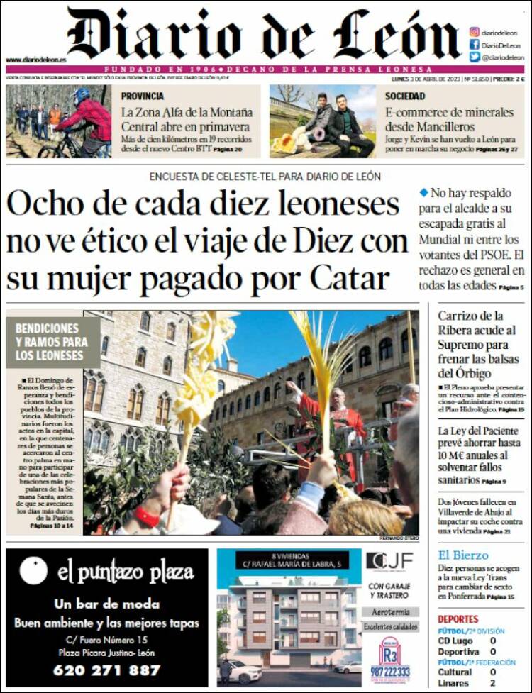 Portada de Diario de León (España)
