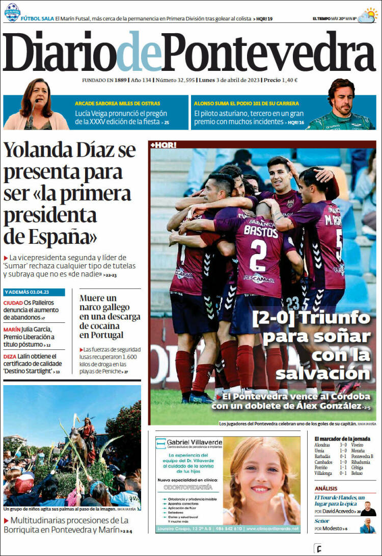Portada de Diario de Pontevedra (España)