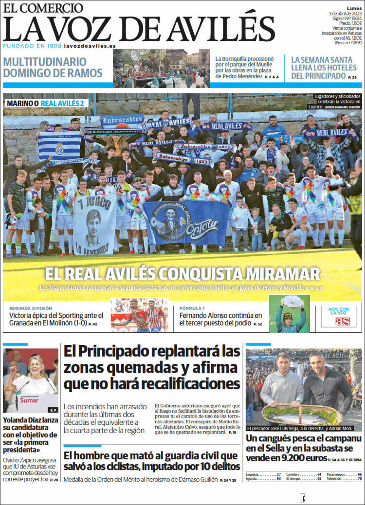 Portada de El Comercio - Avilés (España)