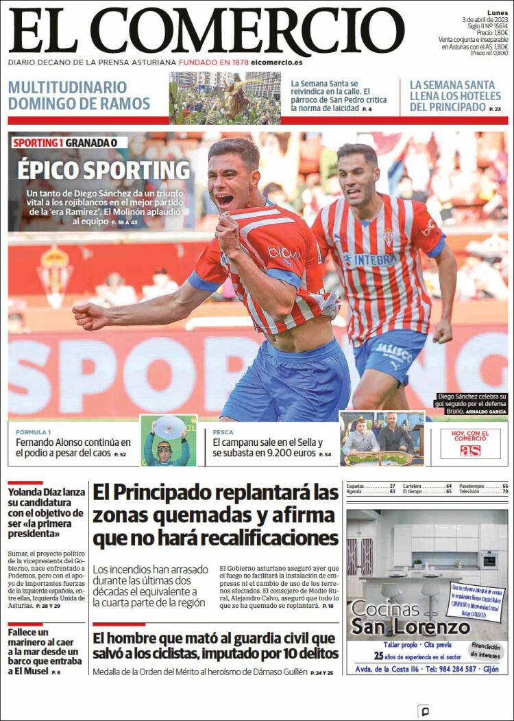 Portada de El Comercio - Gijón (España)