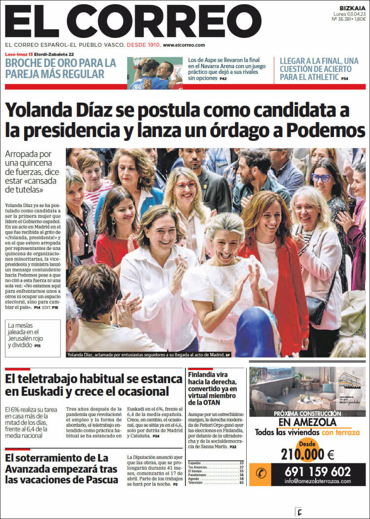 Portada de El Correo (España)