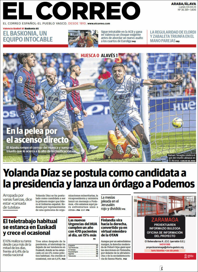 Portada de El Correo - Álava (España)