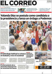 Portada de El Correo - Guipuzcoa (España)