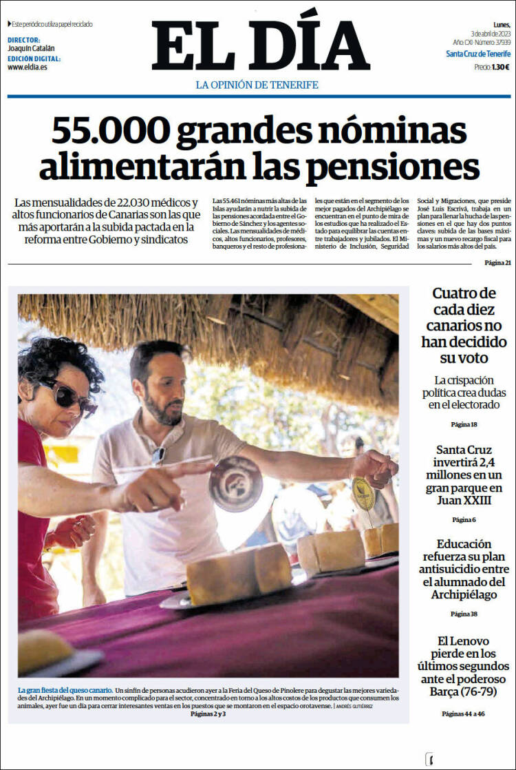 Portada de El Día (España)