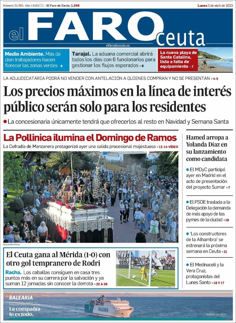 Portada de El Faro de Ceuta (España)