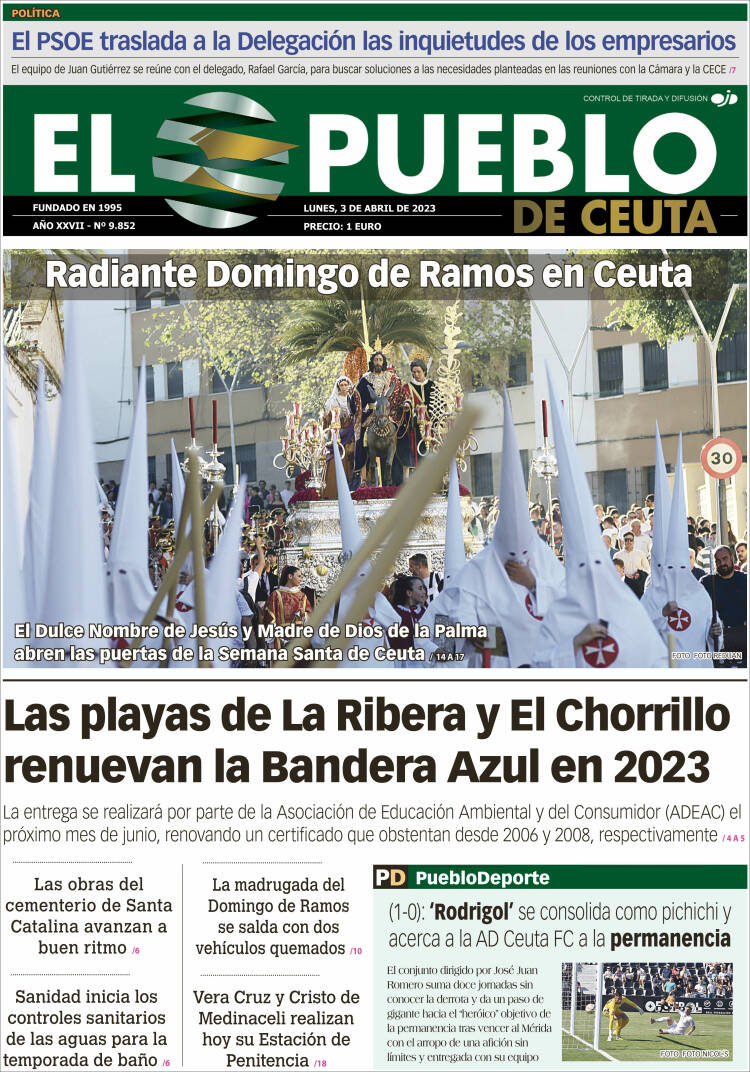 Portada de El Pueblo de Ceuta (España)