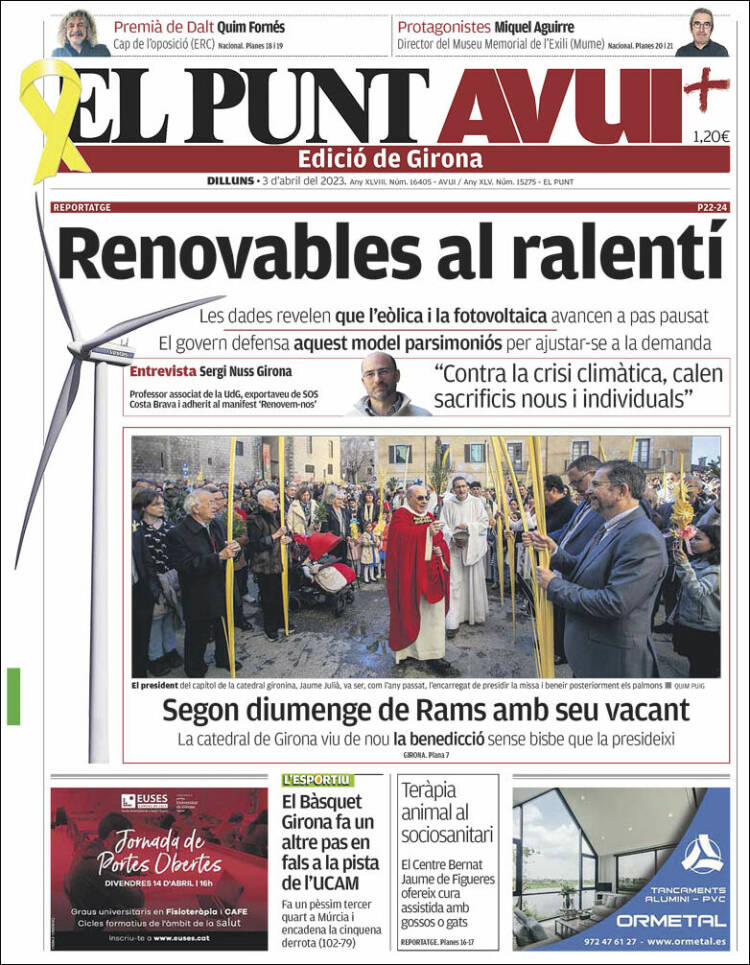 Portada de El Punt Avui - Girona (España)