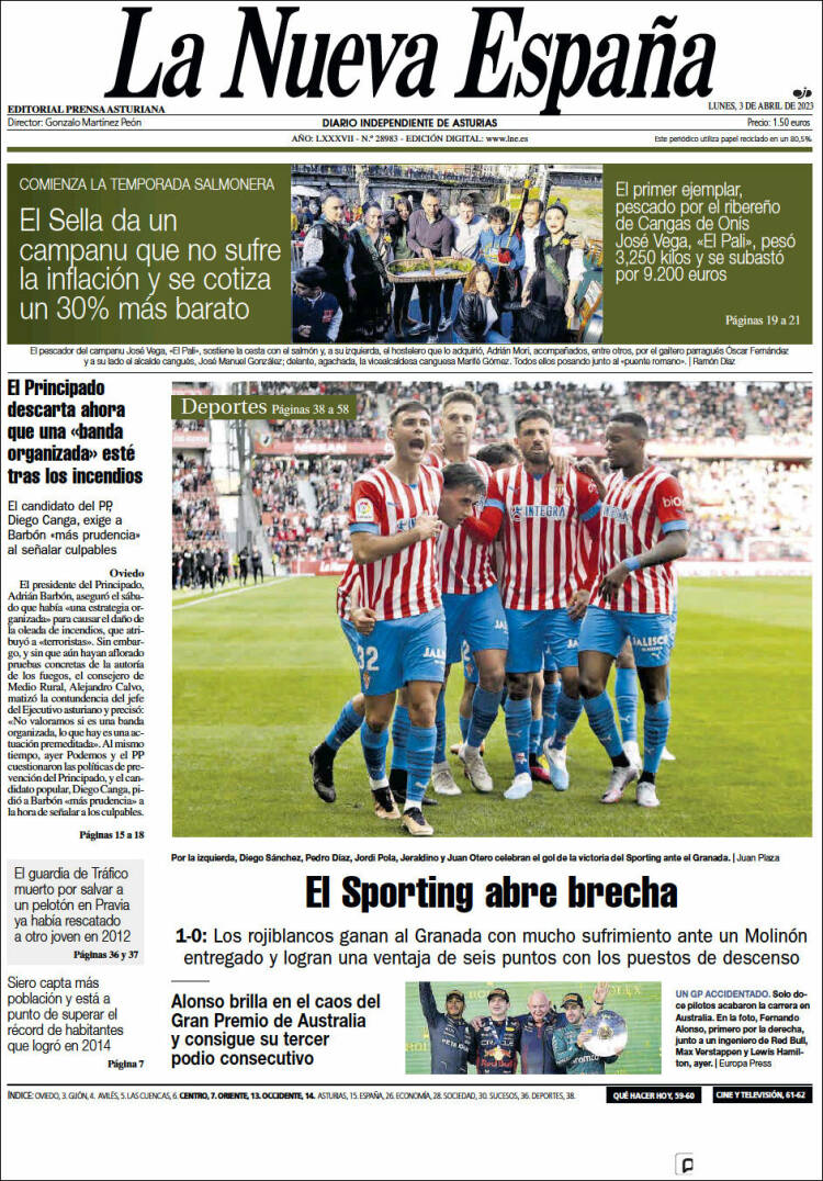 Portada de La Nueva España (España)