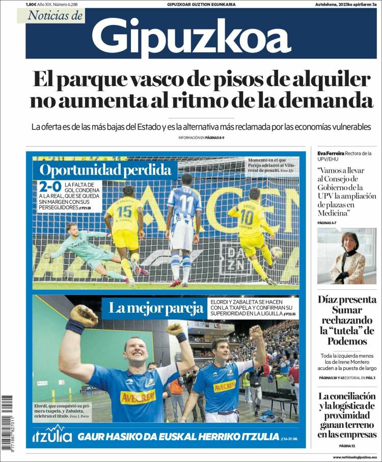 Portada de Noticias de Gipuzkoa (España)