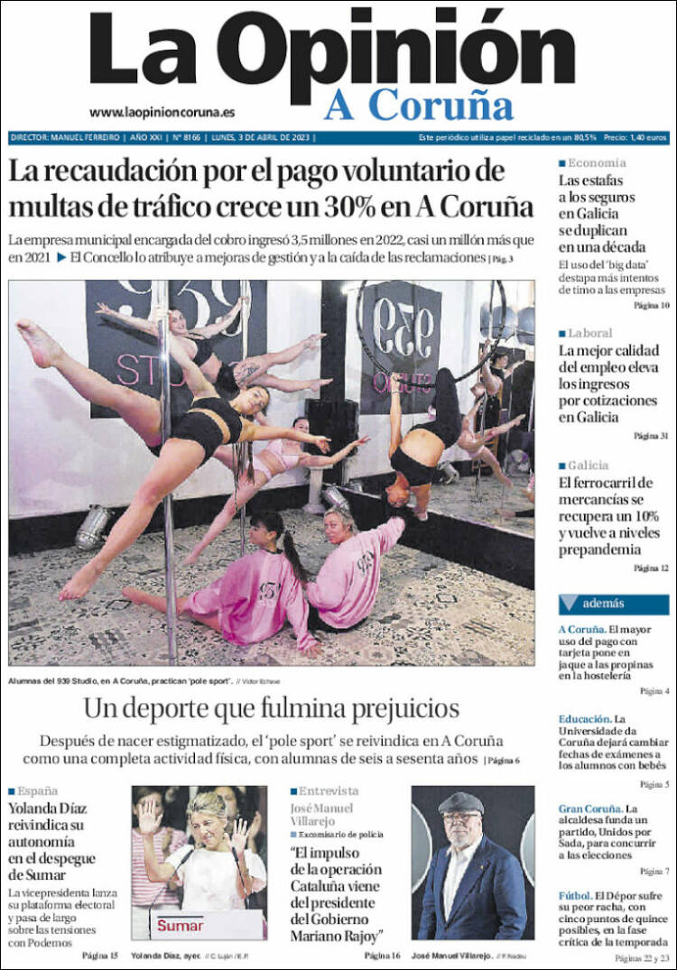Portada de La Opinión de A Coruña (España)