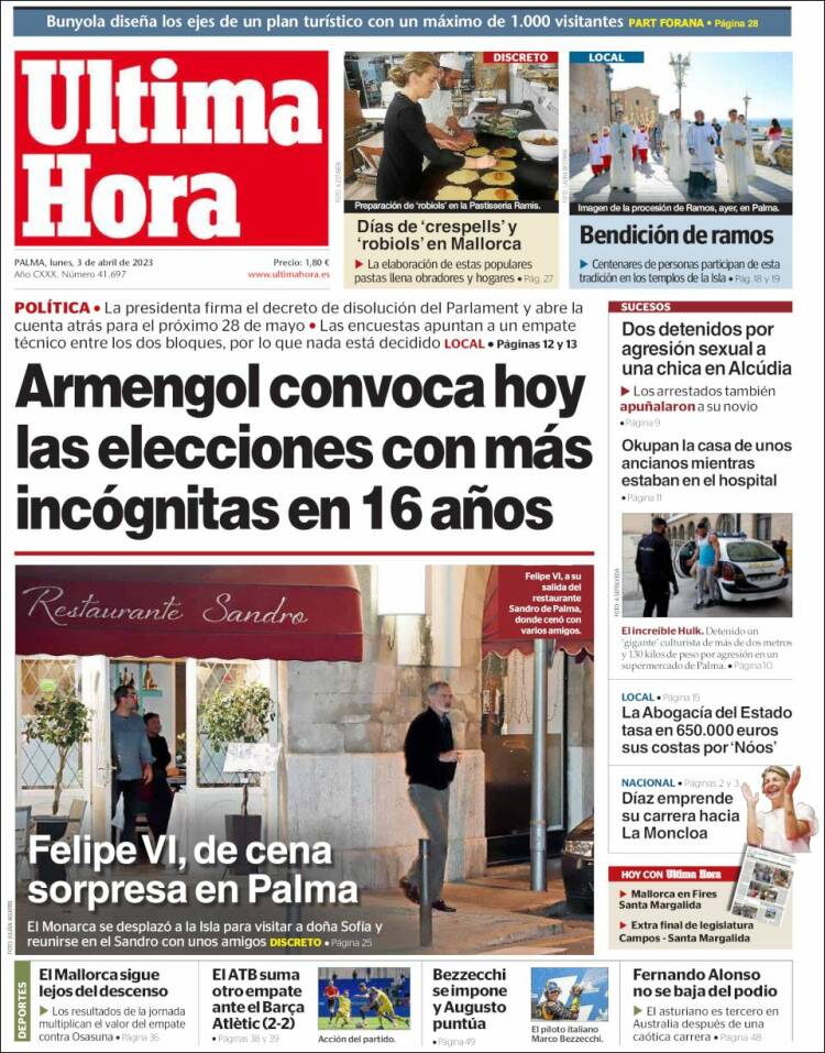 Portada de Última Hora (España)