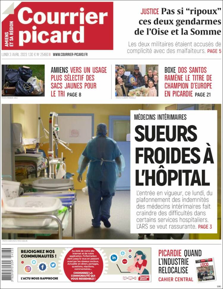Portada de Courrier Picard (Francia)