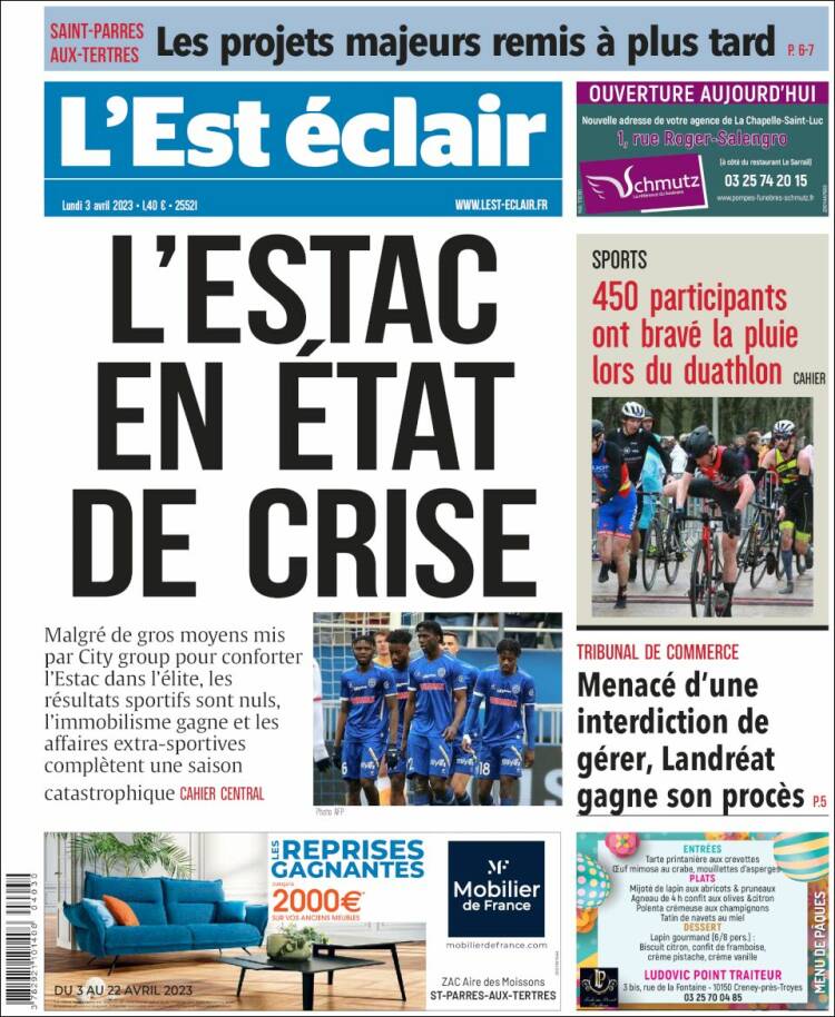 Portada de L'Est Eclair (Francia)