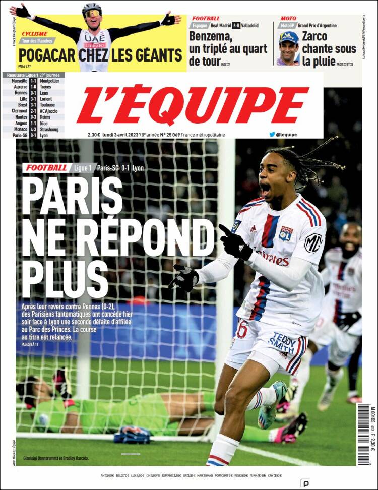 Portada de L'Equipe (Francia)