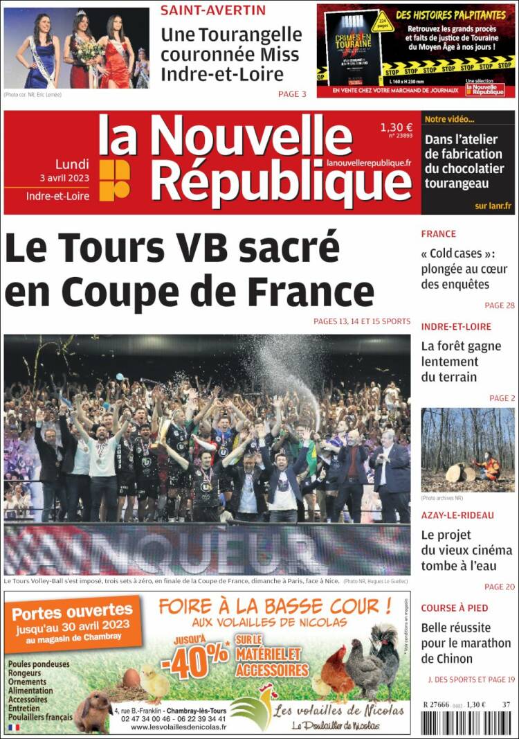 Portada de La Nouvelle Republique (Francia)