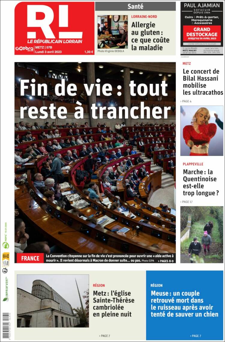 Portada de Le Republicain Lorrain (Francia)