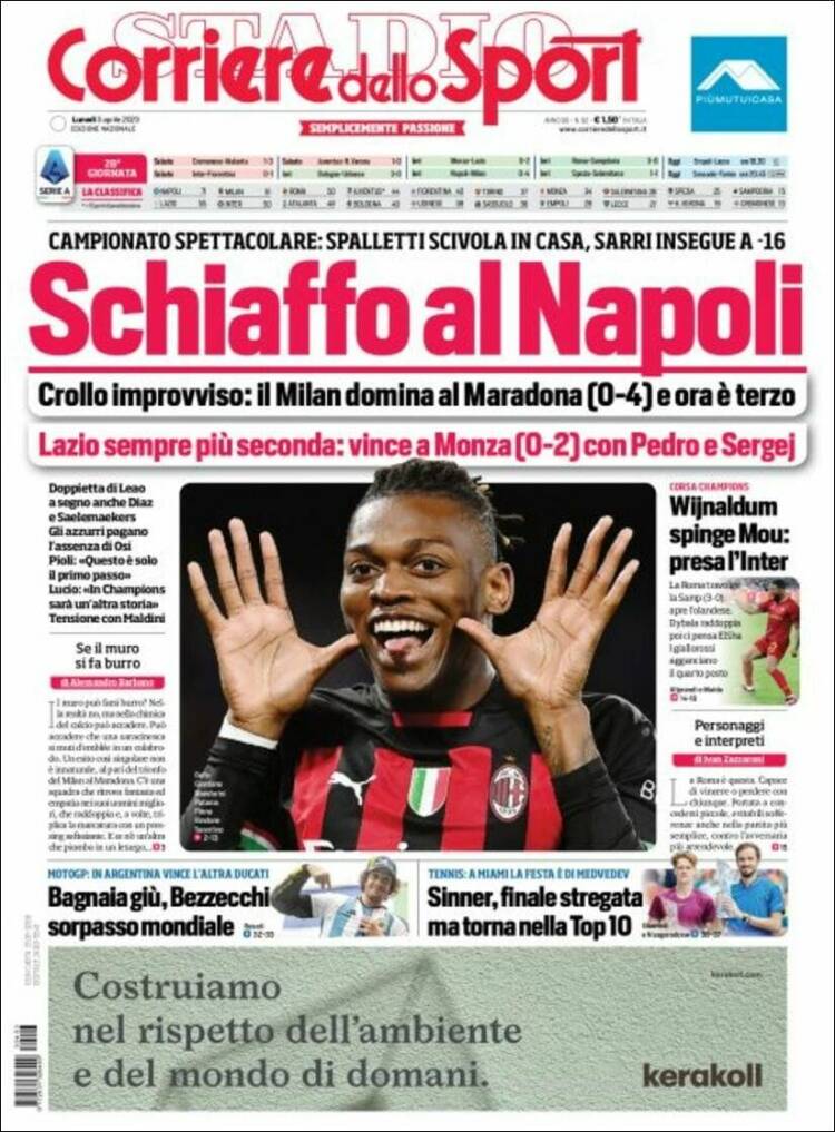 Portada de Corriere dello Sport (Italia)