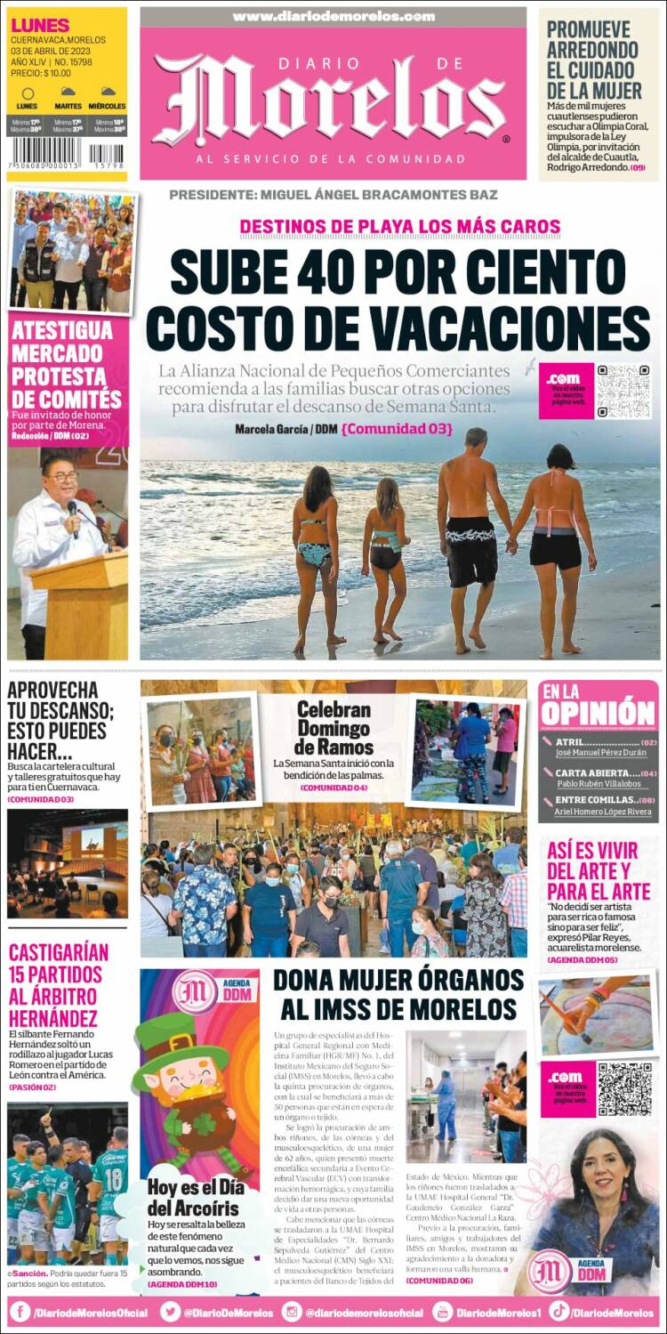 Portada de Diario de Morelos (México)