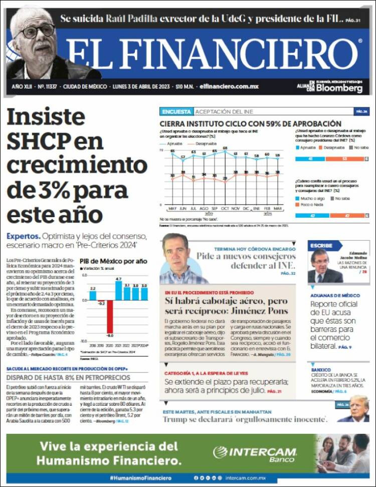 Portada de El Financiero (México)