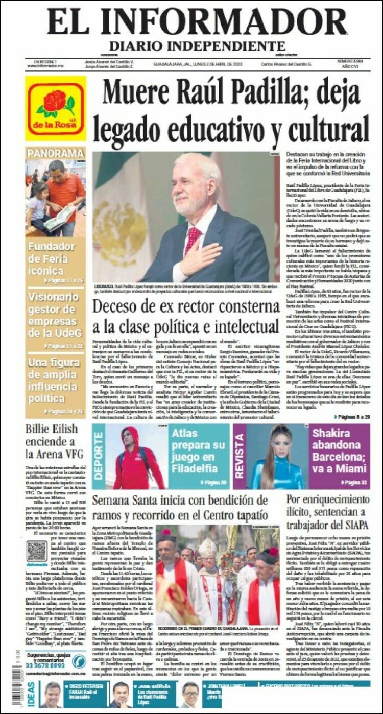 Portada de El Informador (México)