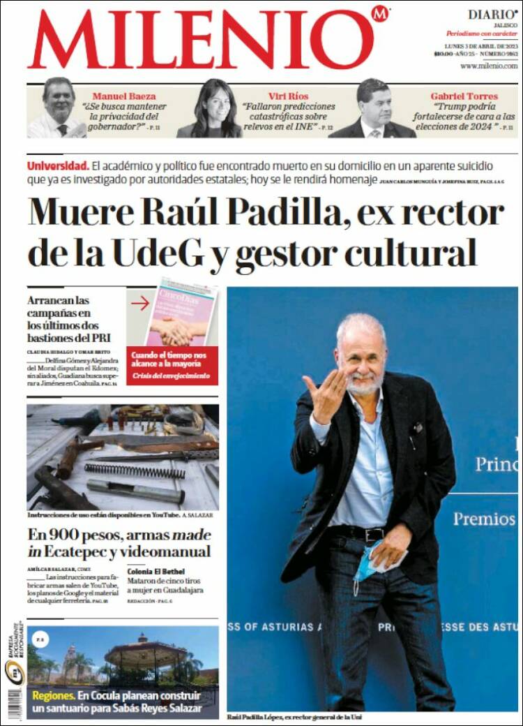 Portada de Milenio - Jalisco (México)