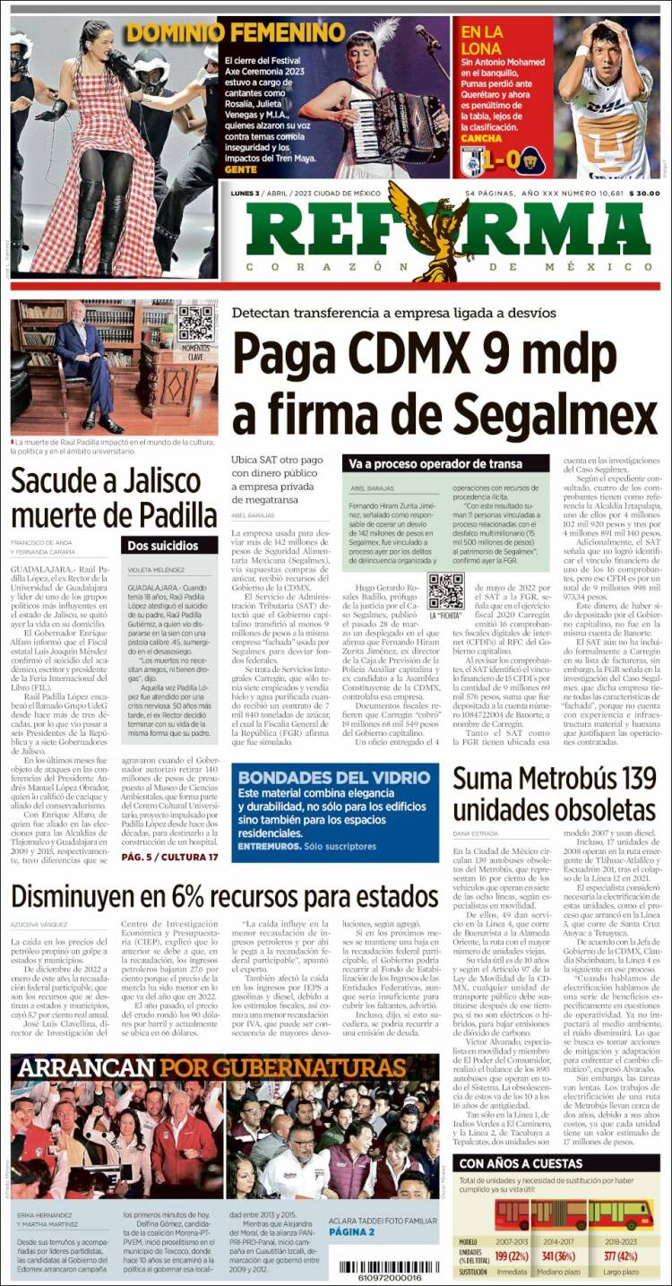 Portada de Reforma (México)