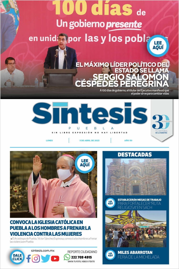 Portada de Síntesis - Puebla (México)