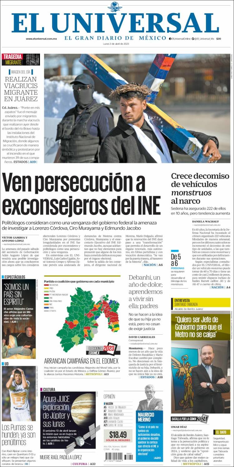 Portada de El Universal (México)