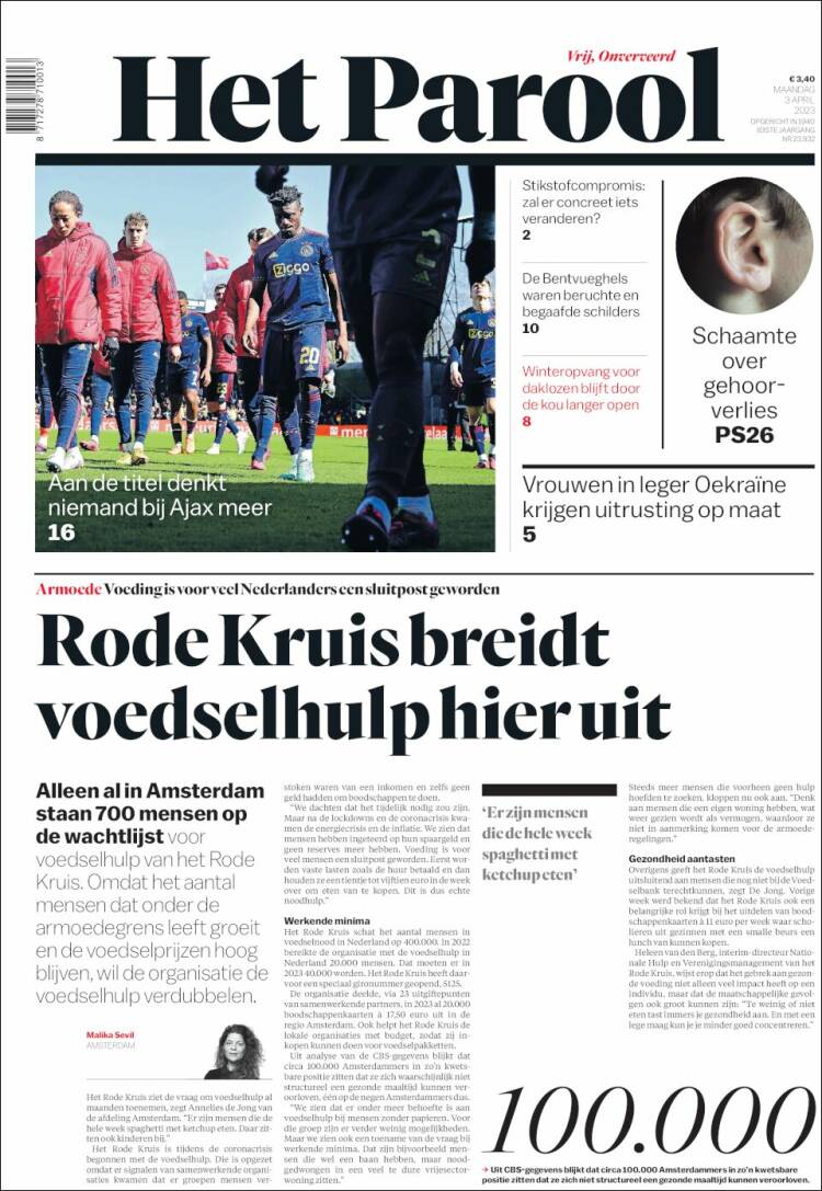 Portada de Het Parool (Pa&iacute;ses Bajos)