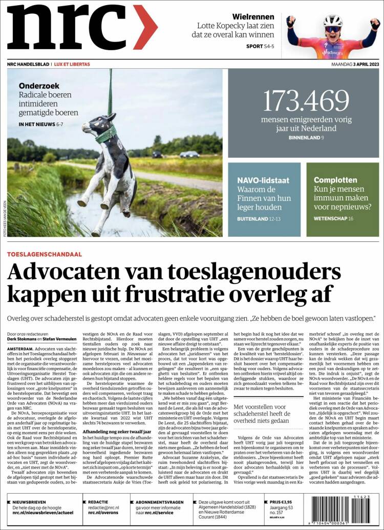 Portada de NRC Handelsblad (Pa&iacute;ses Bajos)