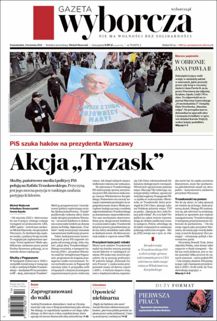 Portada de Gazeta Wyborcza (Polonia)