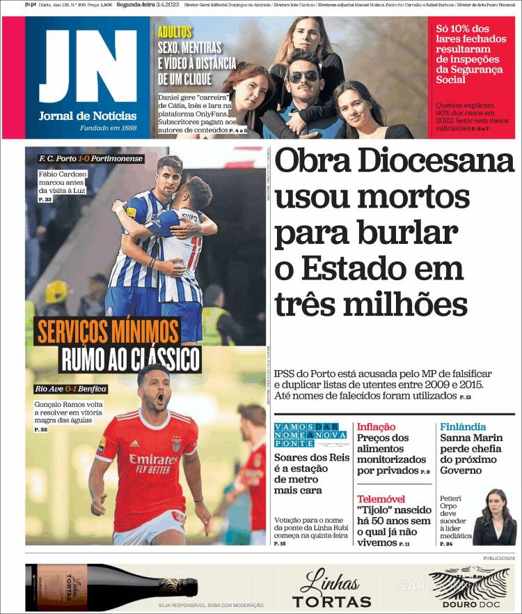 Portada de Jornal de Notícias (Portugal)