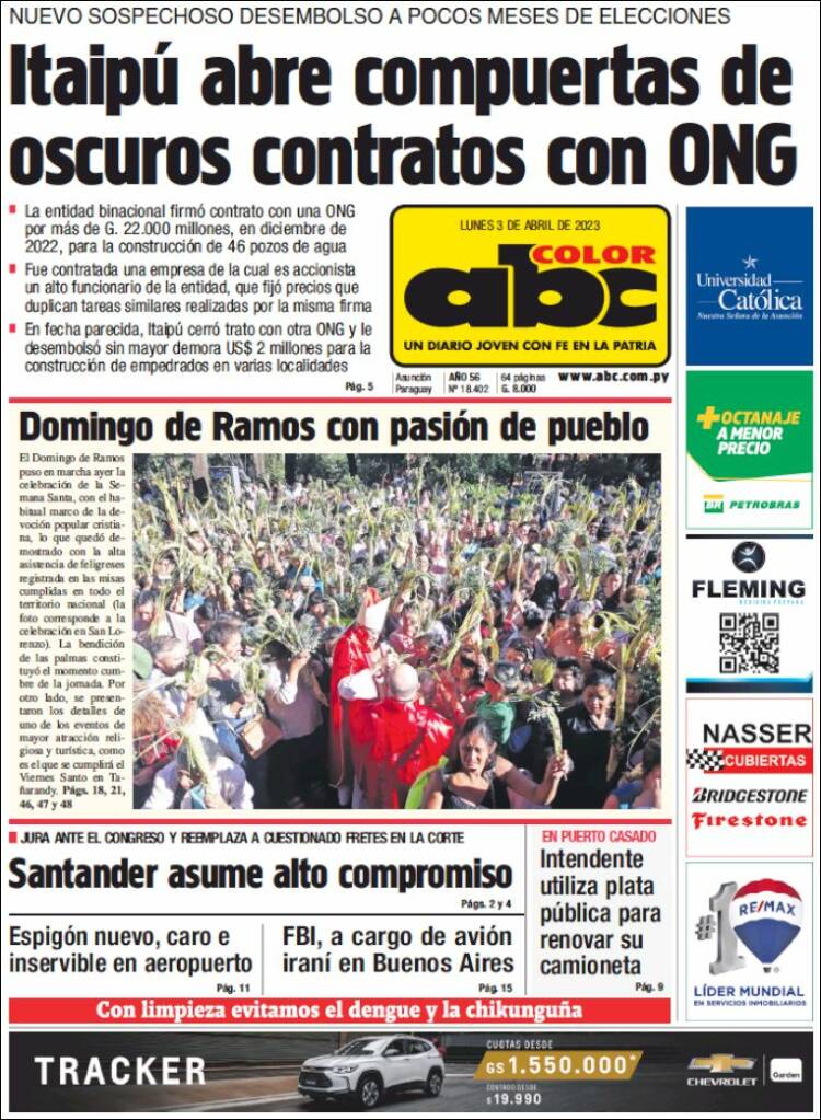 Portada de ABC Color (Paraguay)