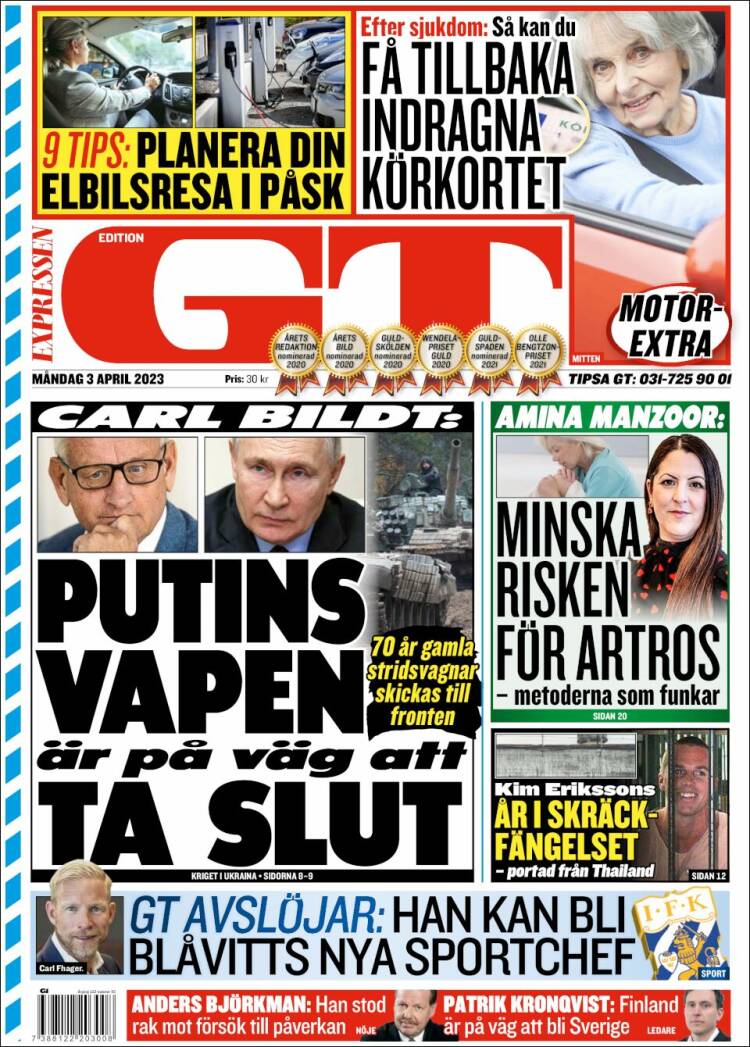 Portada de Göteborgstidningen (Suecia)