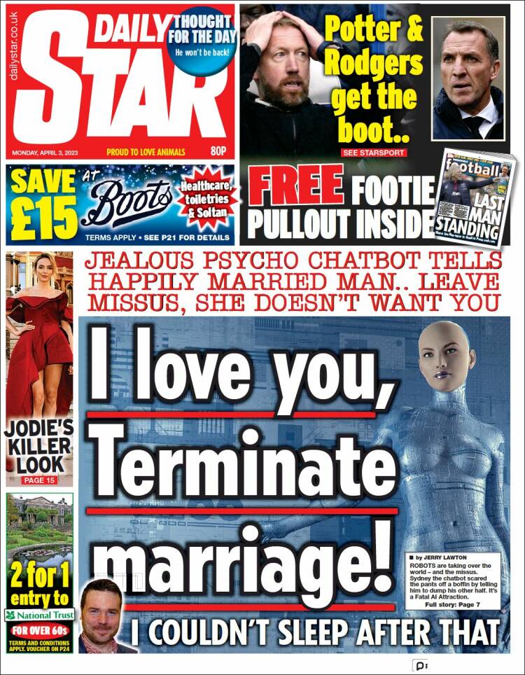 Portada de Daily Star (Reino Unido)