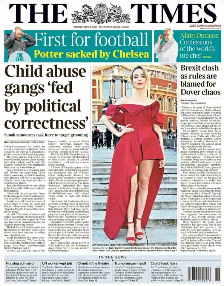 Portada de The Times (Reino Unido)