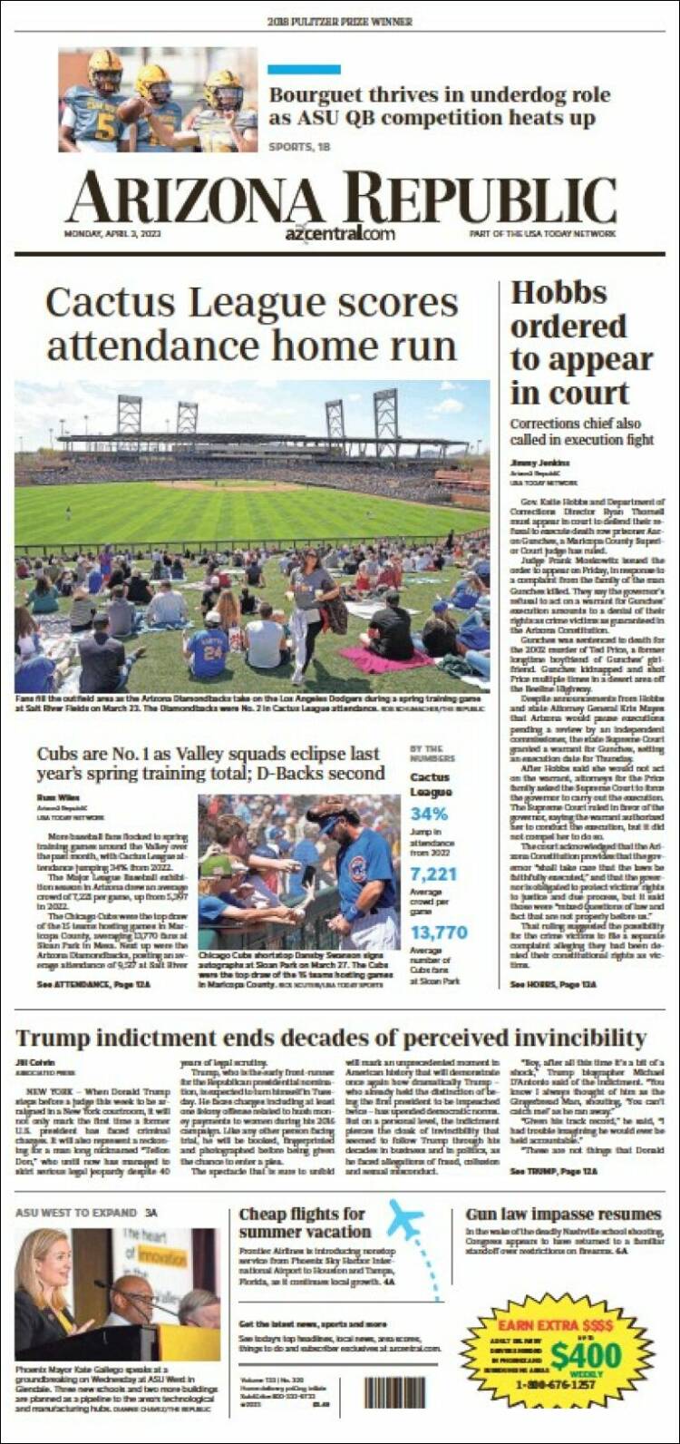 Portada de Arizona Republic News (USA)