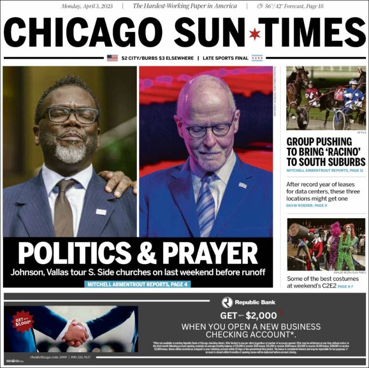 Portada de Chicago Sun-Times (USA)