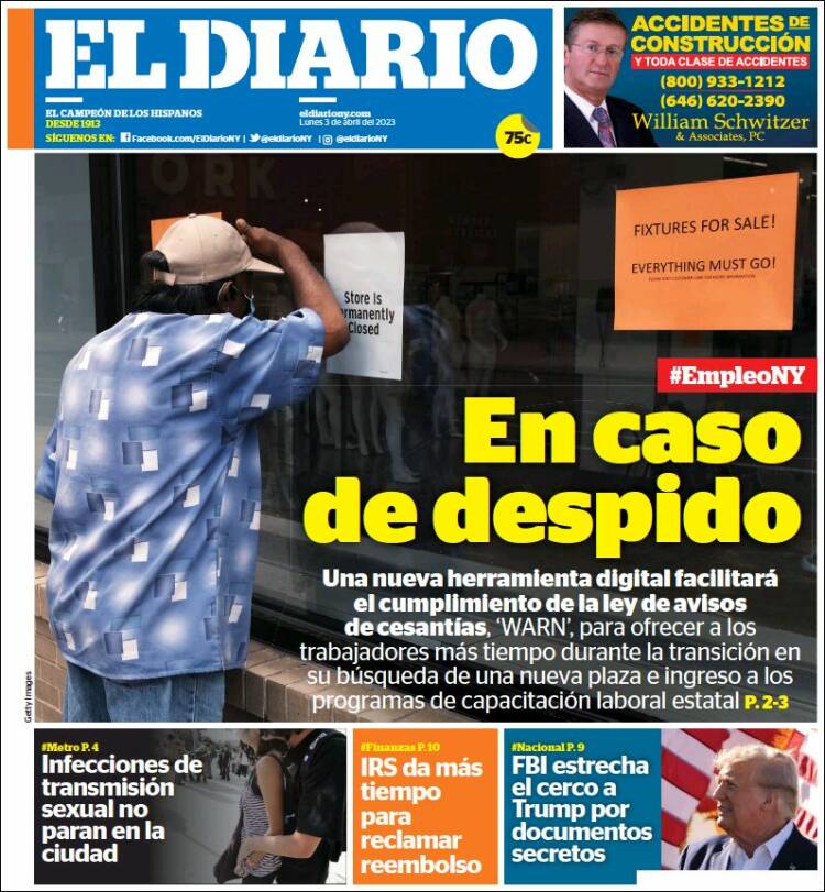 Portada de El Diario NY (USA)