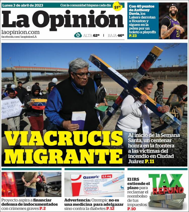 Portada de La Opinión (USA)