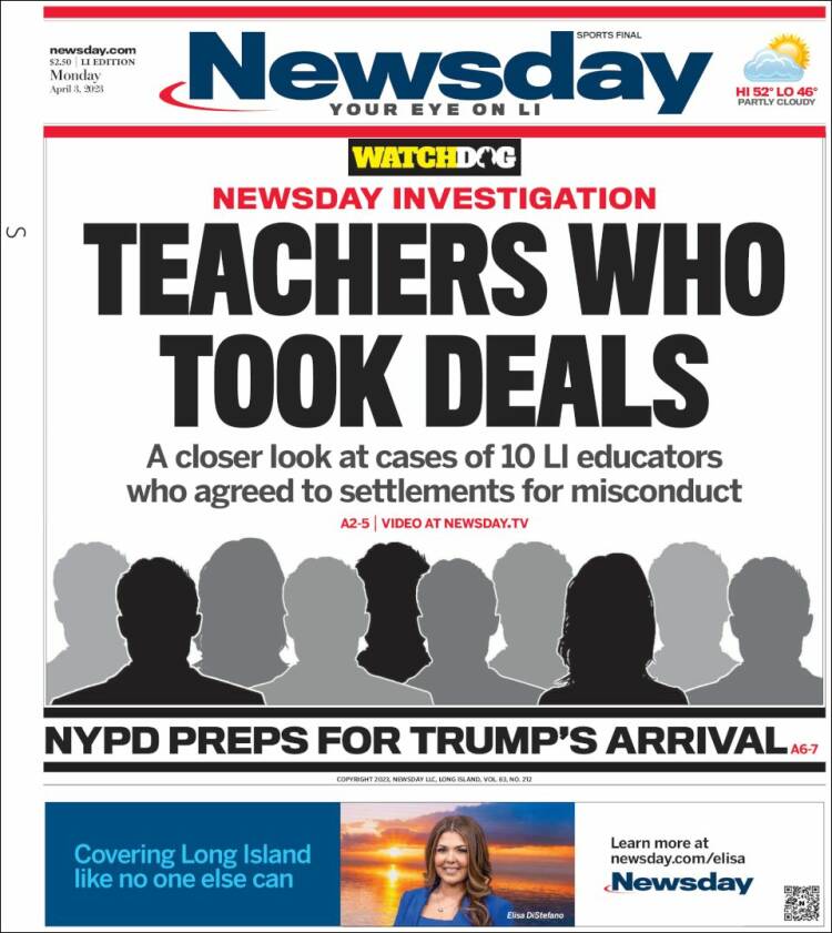 Portada de Newsday (USA)